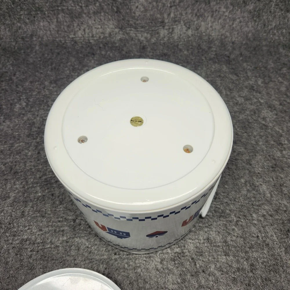Vintage Barware Acrylic Ice Bucket Canister Country Blue House Heart Cottagecore